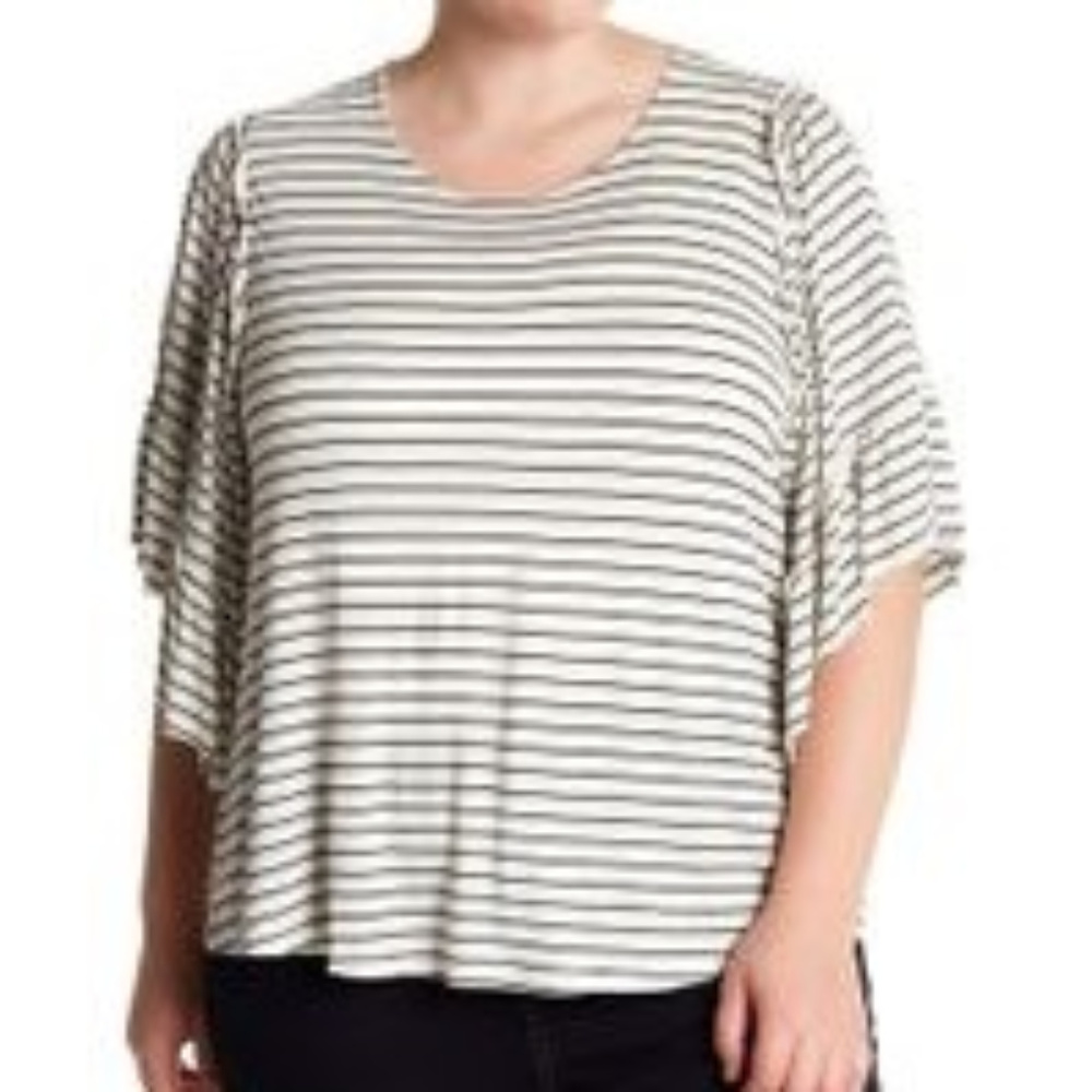 🎉HP🎉Bobeau White Stripe Flounce Sleeve Tee